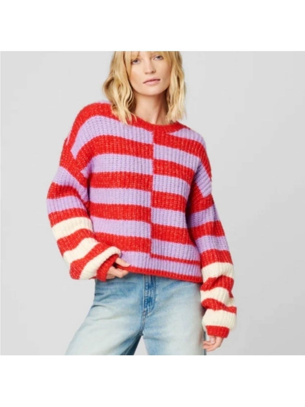 BLANKNYC Asymmetrical Stripe Sweater in "Good Mood" Medium